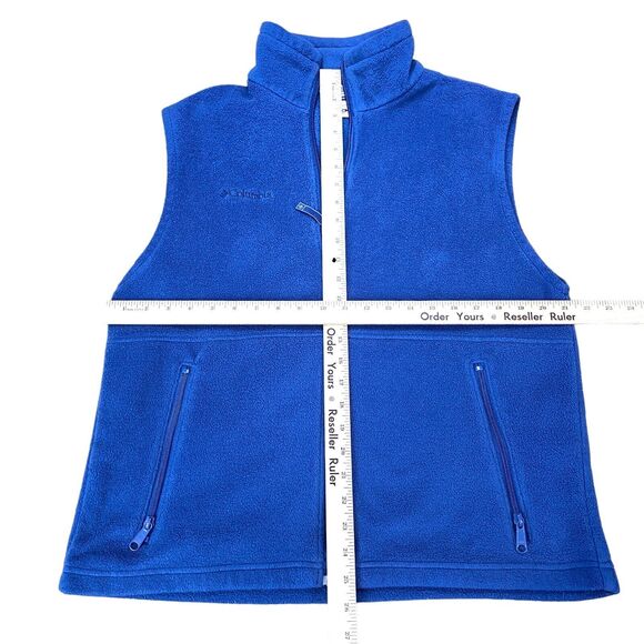 Columbia Vest Men's Medium Blue Fleece Polyester Logo Sleeveless Full Zipper - Picture 3 of 9